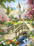 Puzzles for Adults 500 Pieces,Charming Lakeside Church Puzzle for Adults,Beautiful Flower & Parrot Jigsaw Puzzles for Kids Seniors Teens,Puzzles for Family Game Nights & Holiday Party Gifts,20.5x15 In