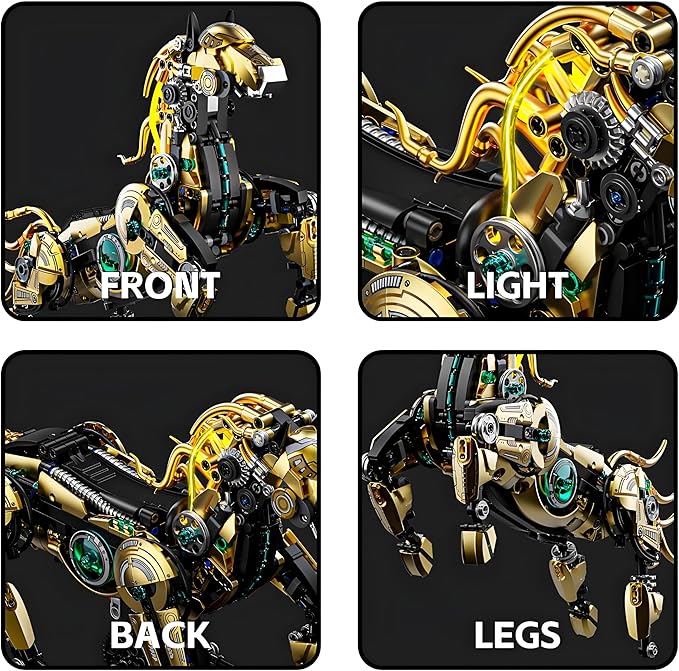 Mechanical Horse Building Block Set Build & Pose with Movable Legs – Engaging DIY Model with Motor Kit for Kids and Teens
