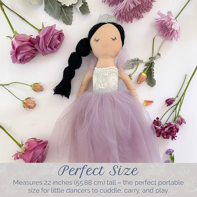 MON AMI Princess Violette Designer Doll – 22”, Soft & Elegant Stuffed Plush Princess Doll, Use as Toy or Room Decor