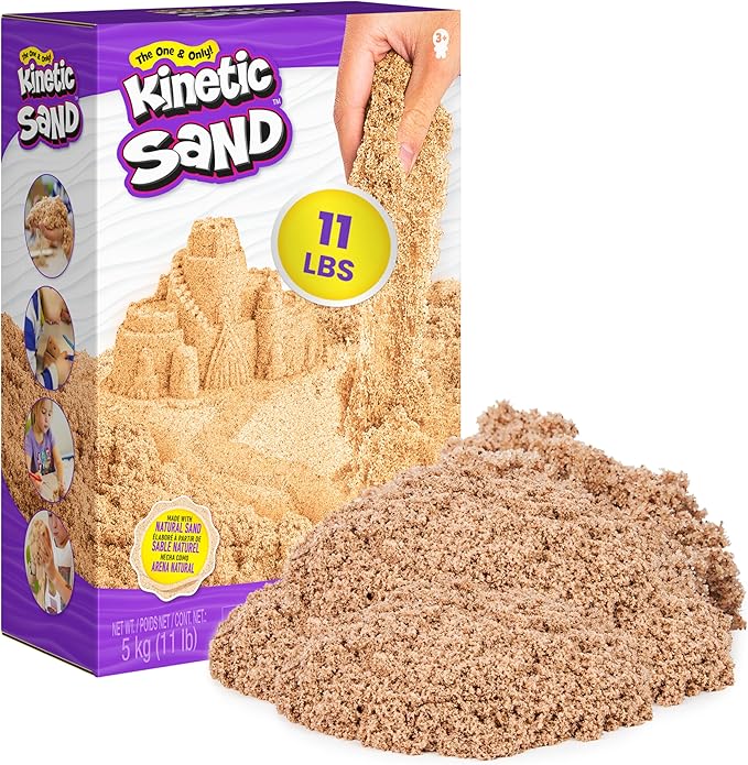 Kinetic Sand, 11lb (5kg) Natural Brown Play Sand, Mega Box for Arts and Crafts, Sandbox (Packaging May Vary), Moldable Sensory Toys for Ages 3 and up