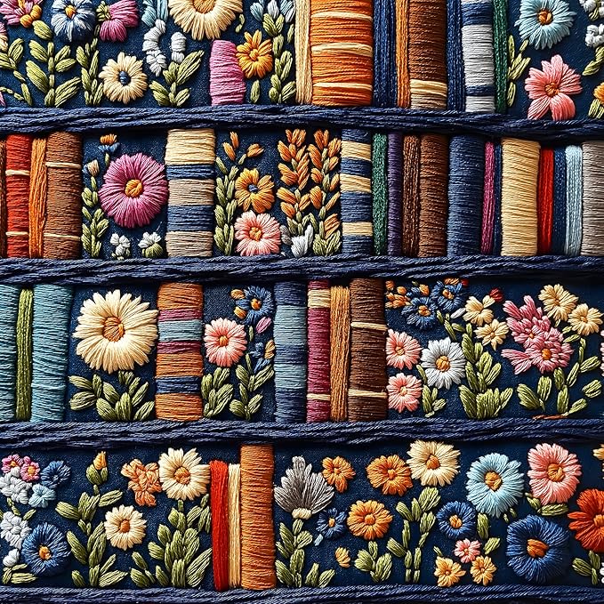 Floral Bookshelf Puzzles for Adults 500 Pieces Wildflower Books Pages Jigsaw Puzzles Vintage Unique Plant Mbroidery Art Puzzle Difficult Unique Family Challenging Games for Seniors Adults (20"x20")