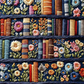 Floral Bookshelf Puzzles for Adults 500 Pieces Wildflower Books Pages Jigsaw Puzzles Vintage Unique Plant Mbroidery Art Puzzle Difficult Unique Family Challenging Games for Seniors Adults (20"x20")