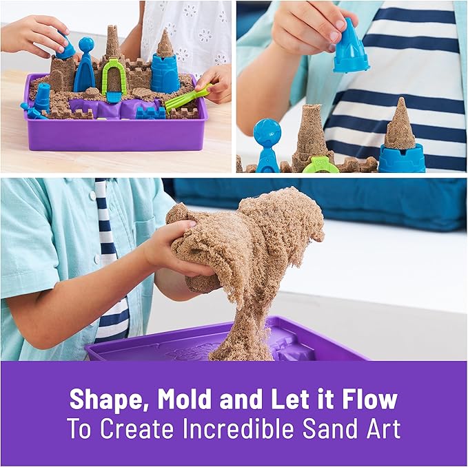 Kinetic Sand, Deluxe Beach Castle Playset with 2.5lbs Play Sand, Tools & Molds, Sensory Toys, Holiday Gifts & Stocking Stuffers for Kids Ages 3 and up