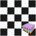 qqpp EVA Rubber 18 Tiles Interlocking Puzzle Foam Floor Mats - Baby Play Mat for Playing | Exercise Mat for Home Workout. White, Black. QC-ADb18N