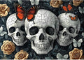 Halloween Gothic Skulls & Butterflies 1000 Piece Puzzle for Adults - Dark Fantasy Jigsaw Puzzle with Intricate Skulls, Monarch Butterflies & Roses - Challenging 1000-Piece Puzzle for Adults(27"x19")