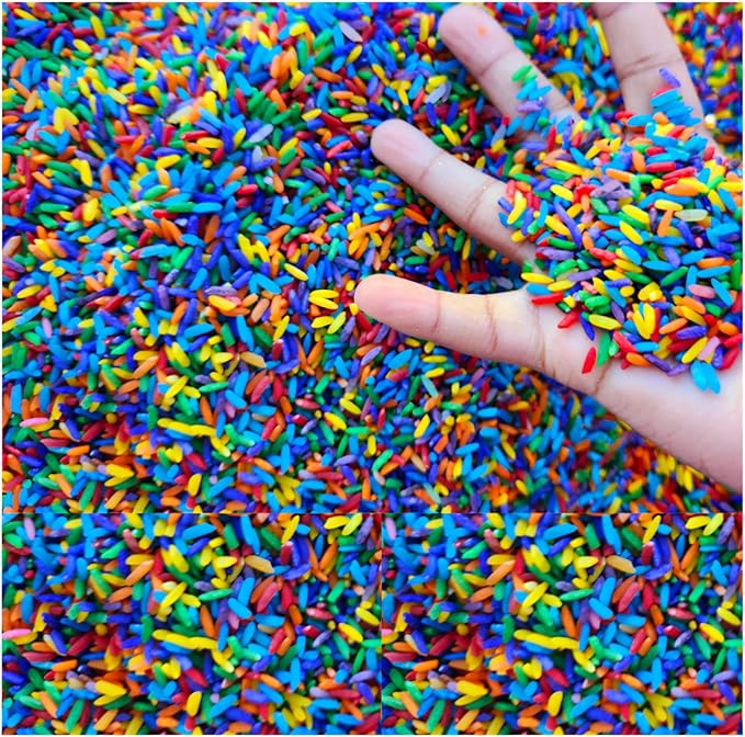 Colored Rice in Vibrant Colors, Sensory Bin Filler, Rainbow Rice for Art & Craft, Creative Learning & Color Perception, Non-Toxic, Safe for Kids & Pets, Made in The USA (2lbs) (Mix-3)