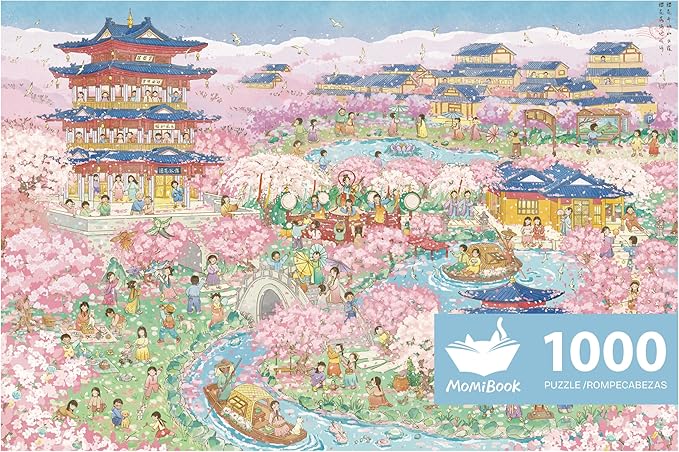 MOMIBOOK 1000 Piece Puzzle for Adults Jigsaw Puzzles of Cherry Blossom Dream, Painting Image Difficult Challenging Hard Impossible Puzzle Unique Funny Party Christmas Birthday Gifts