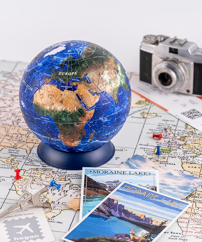 Pintoo Puzzles Pintoo 3-D Puzzle Globe Classic Small 6" Earth Globe Decor with 240 Curved Puzzle Pieces - Globes of The World for Unisex Adults, Explorers, Business, Home Decoration [A3751]