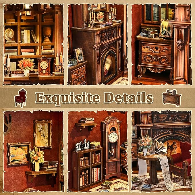 Book Nook，Sagiterra Dollhouse Kit，DIY Miniature Kit for Adults and Teens，3D Wooden Book Shelf Decoration for Family and Friends，Bookshelf Decor in Halloween/Christmas (Magic Twilight Library)