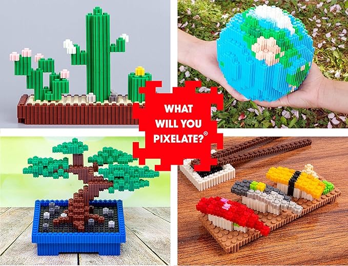 Pix Brix Pixel Art kit Puzzle Bricks – 6,000 Piece Pixel Art Container, 12 Color Light Palette – Interlocking Building Bricks, Create 2D and 3D Builds Without Water or Glue – Stem Toys, Ages 6 Plus