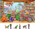 Fantasy Toy Store 500 Piece Jigsaw Puzzle for Adults Adventure Vintage Scene Shop Fun Puzzles with Letters on Back Bears Bicycles Unique Challenge Gift Toy for Family Seniors (23"X15")