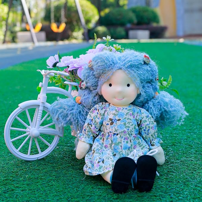 BlissfulPixie Coco 12in Handmade Waldorf Doll - Personalized Collectible Plush Toy for Kids Birthday Gift with Box