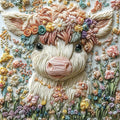 Crystal Highland Cow 500 Piece Puzzles for Adults Cute Cow Flower Animal Jigsaw Puzzles 500 Pieces Highland Cow Diamond Art Difficult Unique Family Challenging Puzzle (20"x20")