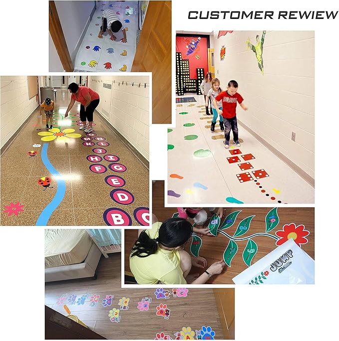 Classroom Decor Sensory Path Decals for Floor & Wall - Frog Hopping Game on Wooden Logs Hopscotch Floor Stickers for Boosting Gross Motor Skills