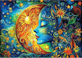 Moon Puzzles for Adults 1000 Pieces Blue Girl Face Art Flowers Puzzle for Adults Jigsaw Puzzles 1000 Pieces with Letters on Back Hard Impossible Difficult challenging Family Puzzle (27.5"x19.6")