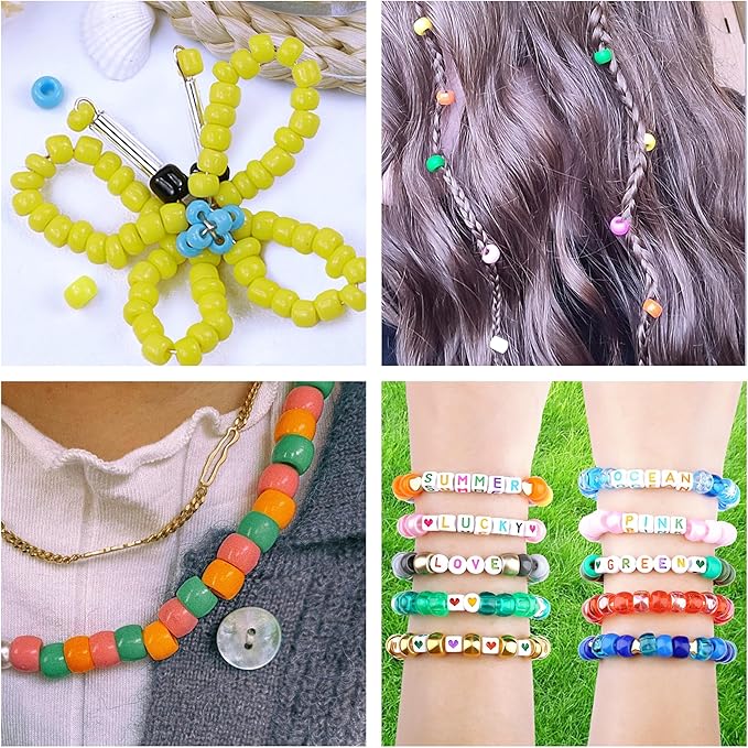XIANNVXI 24Colours Blue Pony Beads for Bracelet Friendship 720pcs Letter Kandi Blue Pony Beaded Kit Bracelet Making Kit for Jewelry DIY Crafts
