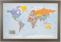 Push Pin Travel Maps - Customizable Blue Oceans World with Barnwood Gray Frame- 27.5" x 39.5" - 8 Handcrafted Frame Options - Made in USA - Ideal for Adventurous Travelers