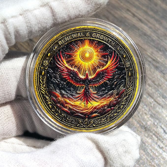 Sun and Moon Upon Awakening Sobriety Chip Phoenix Renewal AA Medallion - Ideal for Personal Growth and Motivation