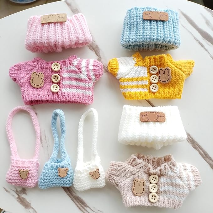 15cm & 17cm Doll Clothes Outfits Set - Premium Dress Up Bundle with Exquisite Accessories | Soft Fabric Fashion Doll Costume for 15-17cm Dolls (3set Yellow+Pink+Khaki)