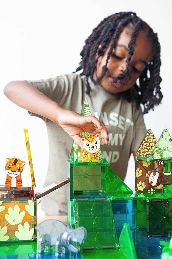 MAGNA-TILES Jungle Animals 25-Piece Magnetic Construction Set, The ORIGINAL Magnetic Building Brand