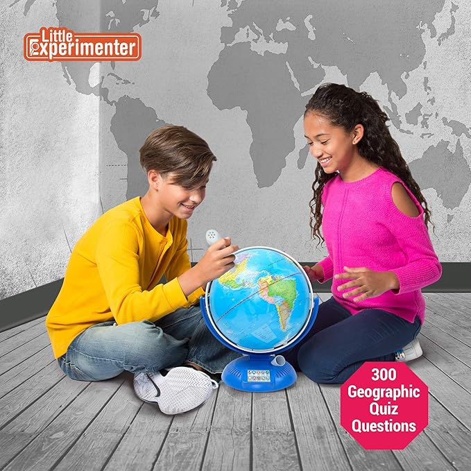 Little Experimenter 9” Interactive Globes for Kids, Globe with Wireless Smart Pen, Educational STEM Toys, Talking World Map Gift for Children, Christmas Gifts for Boys & Girls Ages 8-12 Years Old