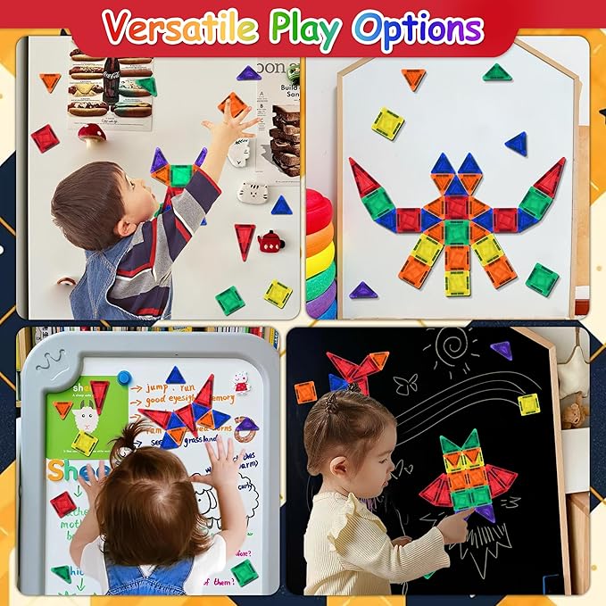 Mini Magnetic Tiles 36pcs, Travel Kids Toys STEM Magnet Toy for Toddler Magnetic Blocks Building Preschool Learning Sensory Montessori Toy for 3+ Year Old Boys and Girls