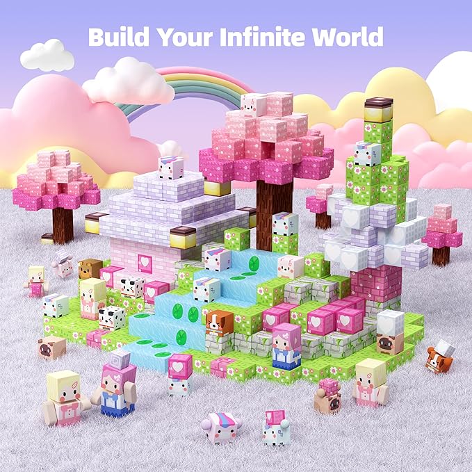 GobiDex Magnetic Blocks Kid Building Toys for 3+ Years Old Girls, STEM Sensory Gifts for Princess, Kids Magnets Build MagWonder World Game for Toddler