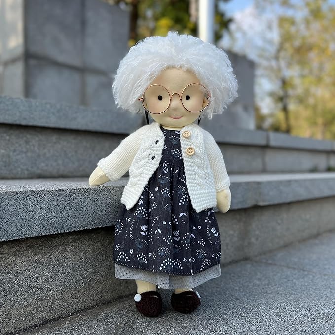 BlissfulPixie Handmade Soft Girl Rag Doll - Ella 12" with Cute Stuffed Plush, Ideal First Doll for Babies & Toddlers