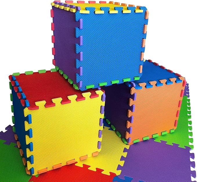 Non-Toxic Play Mat for Kids Toddlers Childrens Infants - Interlocking Foam Puzzle Thickest Baby Mat for Play & Exercise 36 Tiles 12x12in (10mm) - Floor Coverage 36 Sq Ft