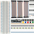Electronics Starter Kit with 830-Point Breadboard Type-C Power Supply 120 Jumper Wires LEDs Sensors Resistors Capacitors Compatible with Arduino ESP32 STEM DIY Projects (400+ Pieces)