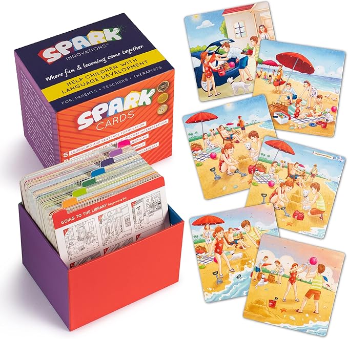 SPARK INNOVATIONS Sequencing and Storytelling Cards, Speech Therapy Game, Special Education Materials, Sentence Building, Problem Solving, English Language Learners (Sequence Cards 1 and 2 Combo)