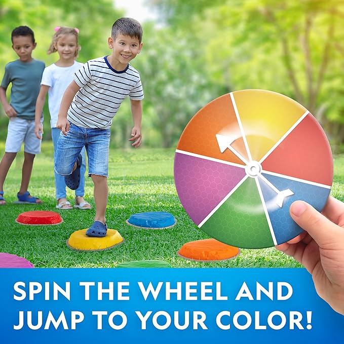 Blue Marble National Geographic Stepping Stones for Kids – 7 Durable, Non-Slip Stones Encourage Toddler Balance & Motor Skills, Indoor & Outdoor Toys, Balance Stones, Obstacle Course