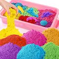 Play Sand with Sensory Bin Toy for Kids, 8 lb of 7 Colored Bulk Magic Sand with Sandbox for Toddlers, Sensory Sand Kit for Boys and Girls Age 3-8 (Pink)