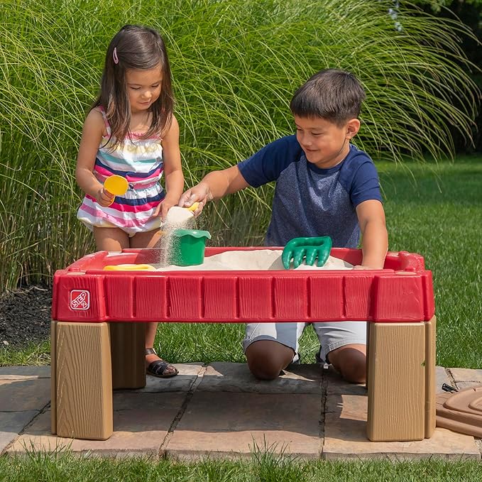 Step2 Naturally Playful Sand Table, Kids Sand Activity Sensory Table, 5 Piece Accessory Kit, Toddler Summer Outdoor Toys, 2+ Years Old