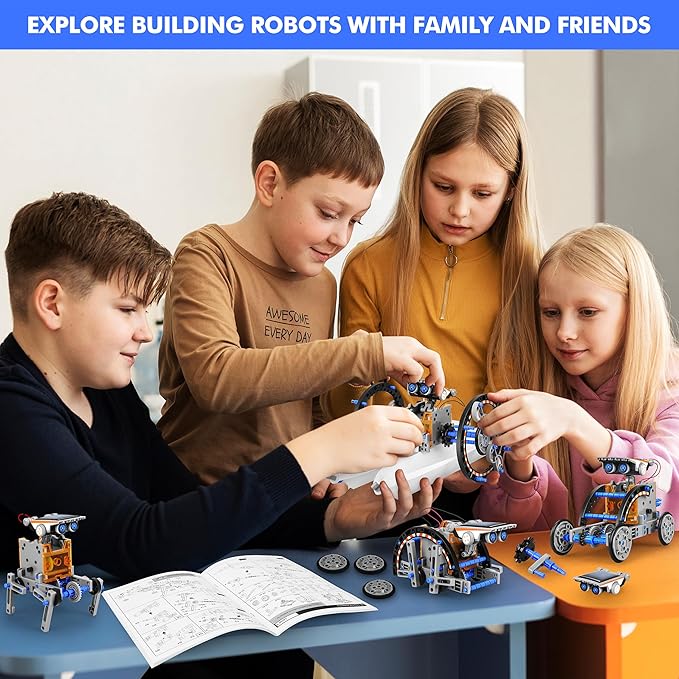 Bottleboom STEM 13-in-1 Education Solar Power Robots Toys for Boys Age 8-12, Educational Toy Science Kits for Kids Experiment Robotics Set Birthday Gifts for 8 9 10 11 12 Years Old-Green