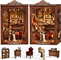 ISSEVE Book Nook Kit, DIY Miniature House Kit for Adults Teen Beginners, Dollhouse Mini Booknook Kits, Tiny House Bookshelf Decoration, 3D Wooden Puzzles Crafts Gifts (Twilight Library)