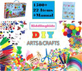 KiddlingKids Arts and Crafts Supplies Kits, DIY,Birthday Gifts, Home School, Toddler Kindergarten Activity Set, Pipecleaners, Pom Poms, Popsickle Sticks All in One for Boys and Girls Ages 4 5 6 7 8