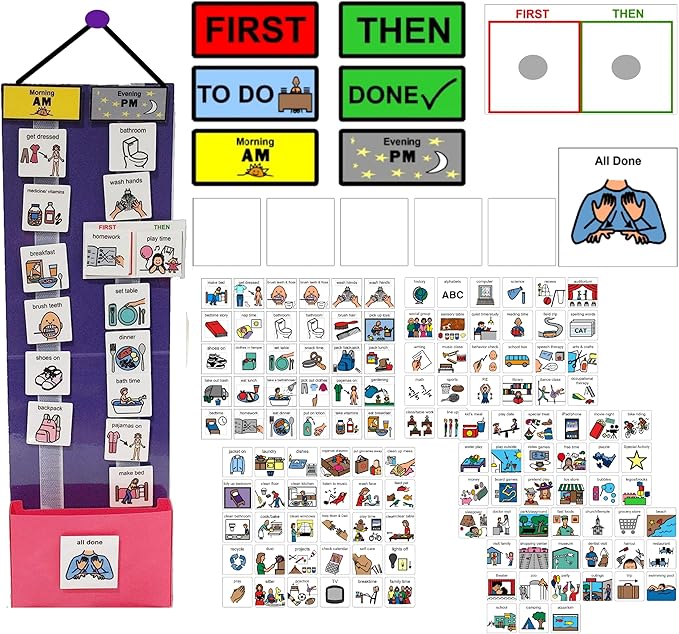 Visual Schedule for Kids – 133 Durable Plastic Picture Cards with Soft Loop Coins | Daily Routine & Chore Reward Chart for Home, School, Autism, ADHD & Special Needs Behavior Support