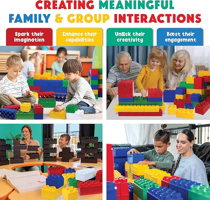 BiggoBlocks Large Building Blocks for Kids Ages 3-8 – 288 Piece Mega Set – Indoor & Outdoor STEM Toy for Boys & Girls