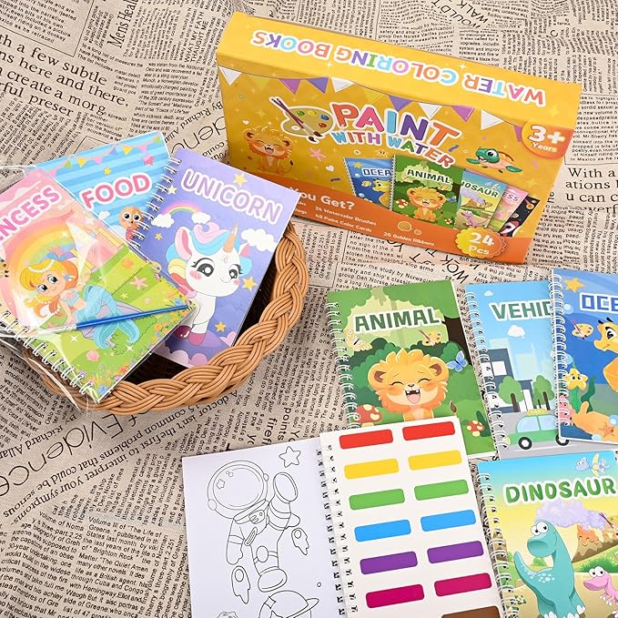 Bondream 24 Water Coloring Books for Kids Party Favors,Coloring Books for Children Ages 4-8,Birthday Christmas Goodie Bag Stuffers Kids Art Craft Kit Teacher Return Gift Classroom Prize