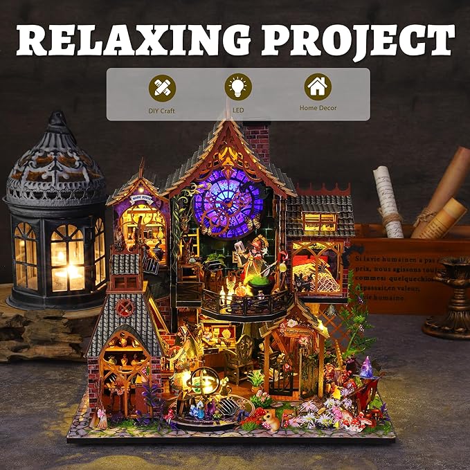 Flever Dollhouse Miniature DIY House Kit Creative Room with Furniture for Romantic Artwork Gift (Magic Forest)