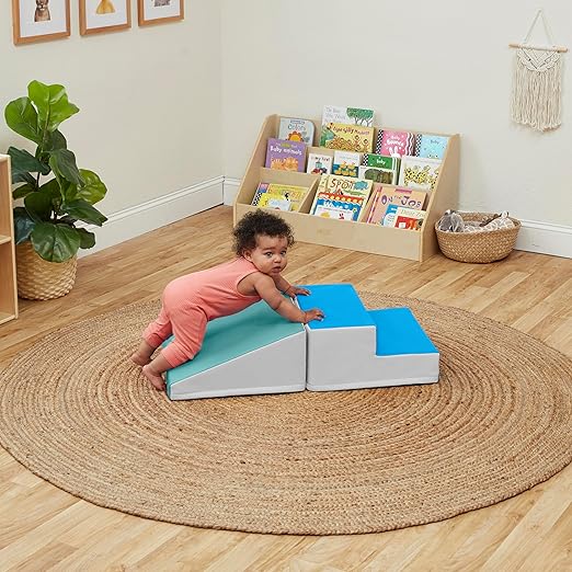 ECR4Kids SoftZone Junior Little Me Climb and Slide, Beginner Climber, Earthtone, 2-Piece
