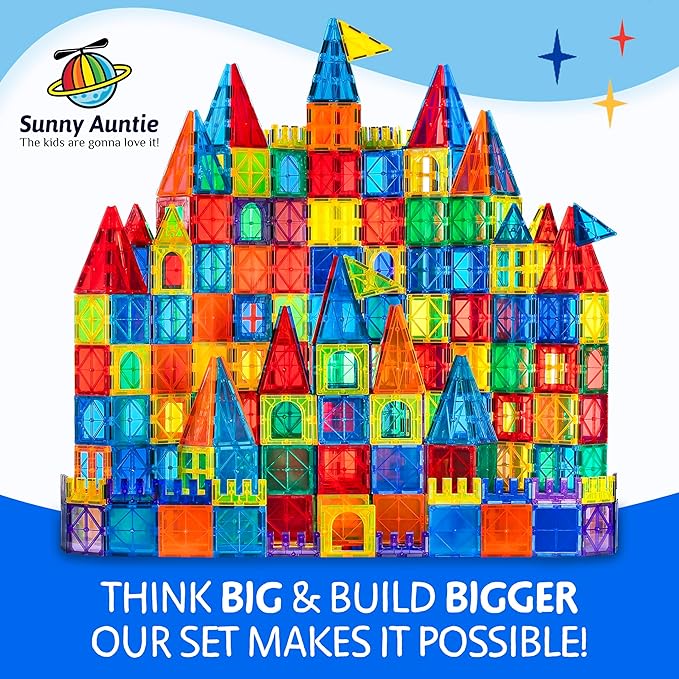 Magnetic Tiles 125 PCS+ Bonus Zippered CASE, Kids Toy for 3 4 5 6 7 8 Year Old Boys & Girls, Magnetic Tiles Building Set, Great Gift for Kids Aged 3-8, XL Set