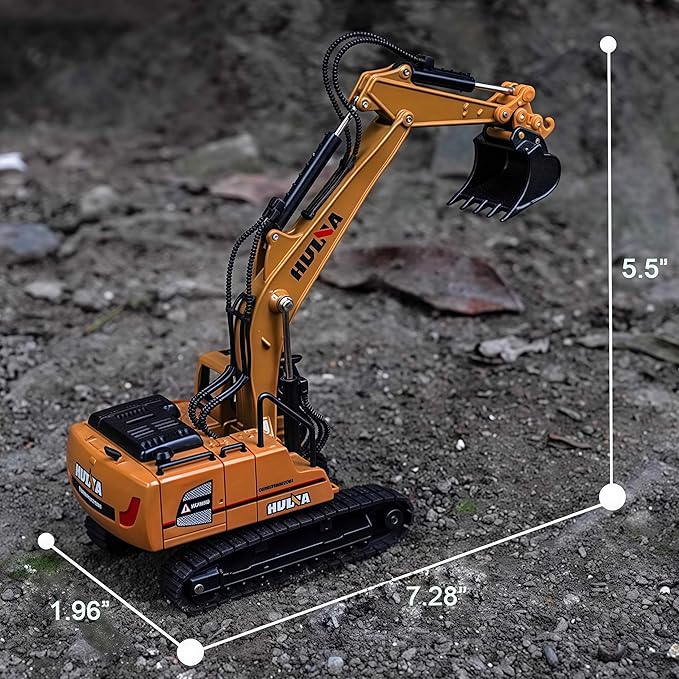 Gemini&Genius Tracked Excavator Toy for Kids, Heavy Duty Digger Construction Vehicle Toy with 360 Degrees Rotation 1:60 Scale Engineering Collectible Model Toy for Kids and Decoration for House