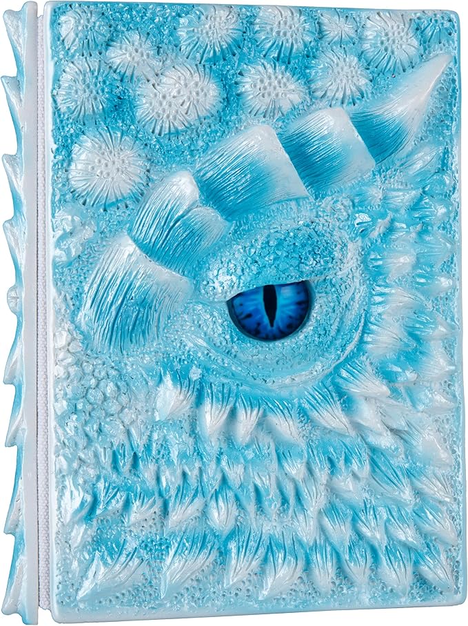 3D Dragon Eye Embossed Journal,Resin Engraving Notebook,Dnd notebook for Dragon Lovers ，Blank Paper,Hardcover Travel Notepad for Writing,Sketchbook,Collection,Gift,Decoration A4 and A5 Size (A5-Ice dragon)