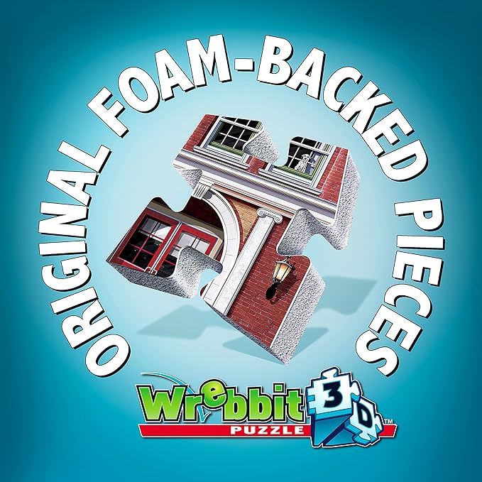 Wrebbit3D Fire Station 3D Puzzle | Urbania Collection | 285 Jigsaw Puzzle Pieces | Charming and Unique Streetscape of a Small Town