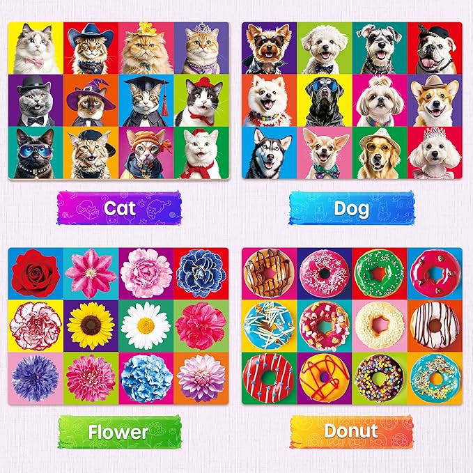SYNARRY 100 Piece Puzzles for Kids Ages 4-6 6-8, Wooden 100 Piece Puzzle, 4 5 6 7 8 Year Old Puzzles for Kids Ages 4-8, Cat Dog Flower Donut Jigsaw Puzzle for 3+ Years Old Boys Girls