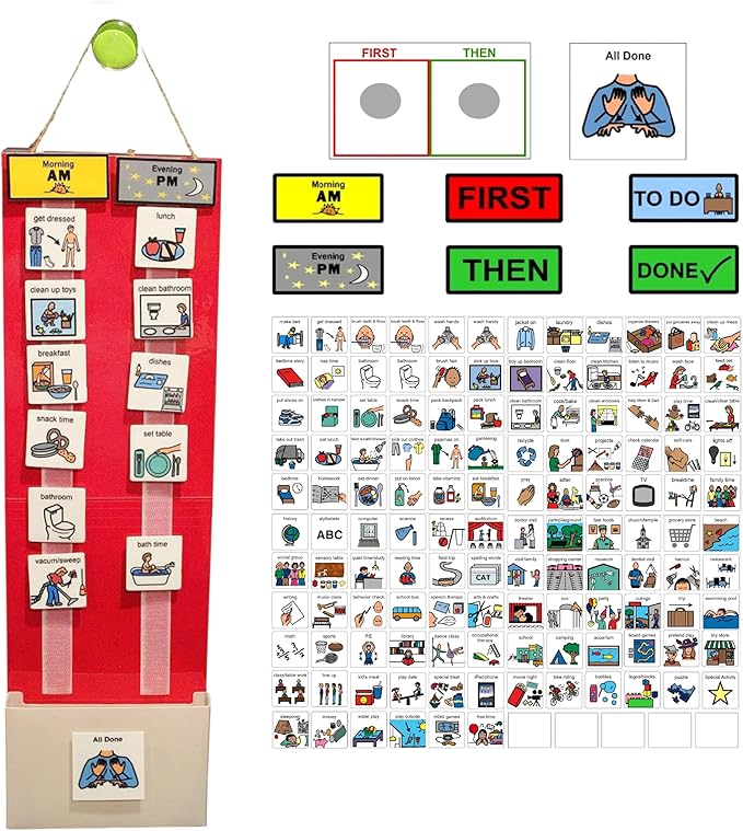 Visual Schedule for Kids – 133 Durable Plastic Picture Cards with Soft Loop Coins | Daily Routine & Chore Reward Chart for Home, School, Autism, ADHD & Special Needs Behavior Support