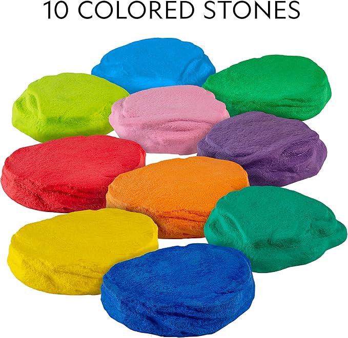 NATIONAL GEOGRAPHIC Stepping Stones for Kids – 10 Soft Durable, Encourage Toddler Balance & Gross Motor Skills, Indoor & Outdoor Toys, Balance Stones, Obstacle Course (Amazon Exclusive)