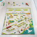 IVI Mini City 59" L x 39" W Educational Toddler Car Play Mat Rug for Bedroom, Kids Den, or Playroom